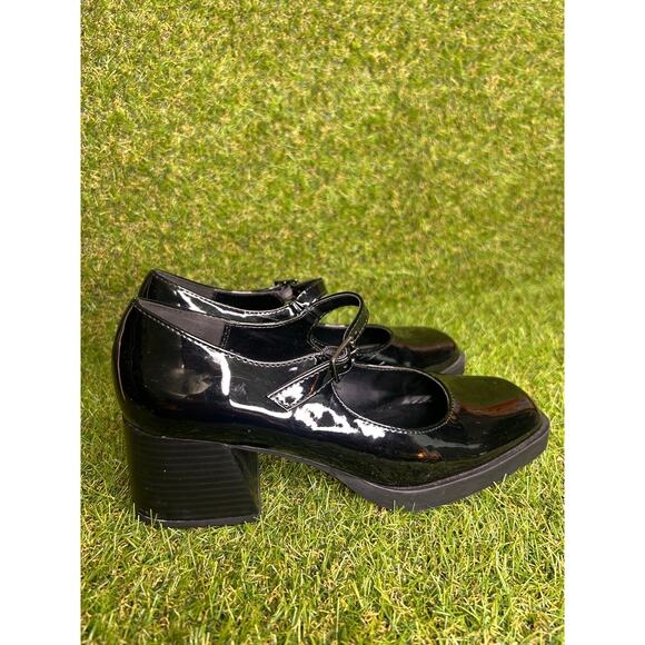 Soda Black Patent Mary Jane Block Heel Shoes Square Toe Chunky Size 8.5 - Picture 3 of 9